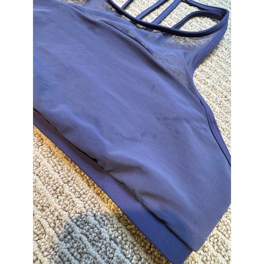 Lululemon Free To Be Serene Bra High Neck Purple Mesh Strappy‎ Yoga Bra Size 8